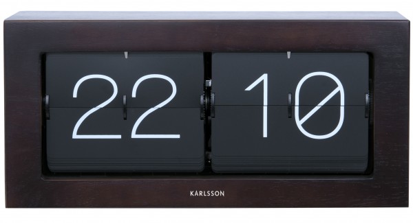WANDUHR/TISCHUHR BOXED BIG FLIP DARK WOOD